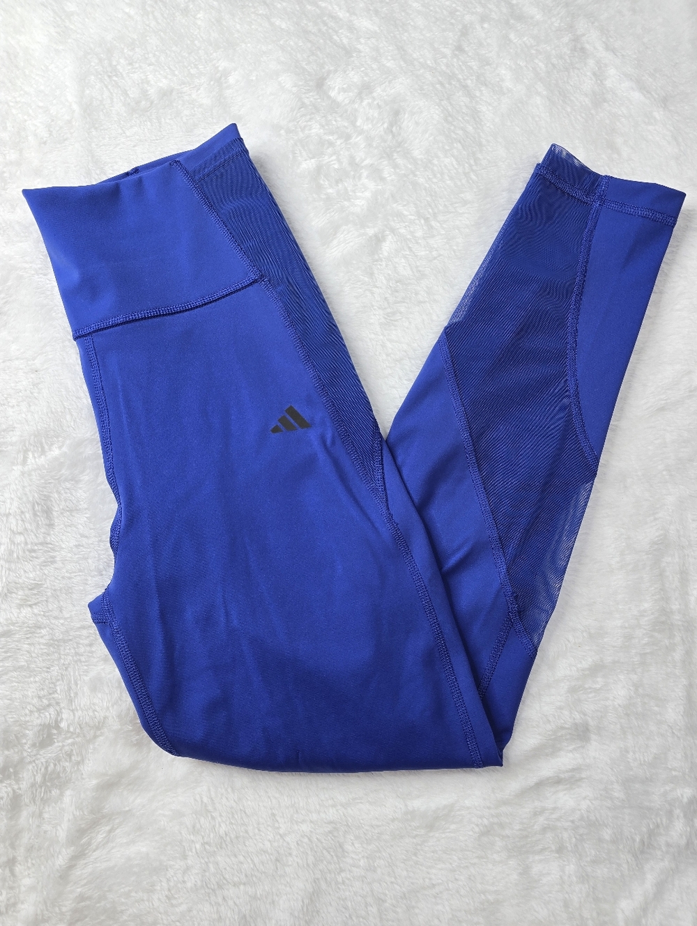 Adidas Heat.RDY Leggings Blue Mesh Panel High Rise Workout Tights Small